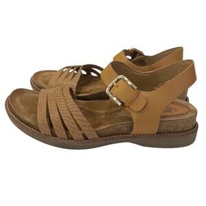 Eurosoft by Sofft Leary Wedge Sandals Size 6.5 Womens Brown Leather Open Toe